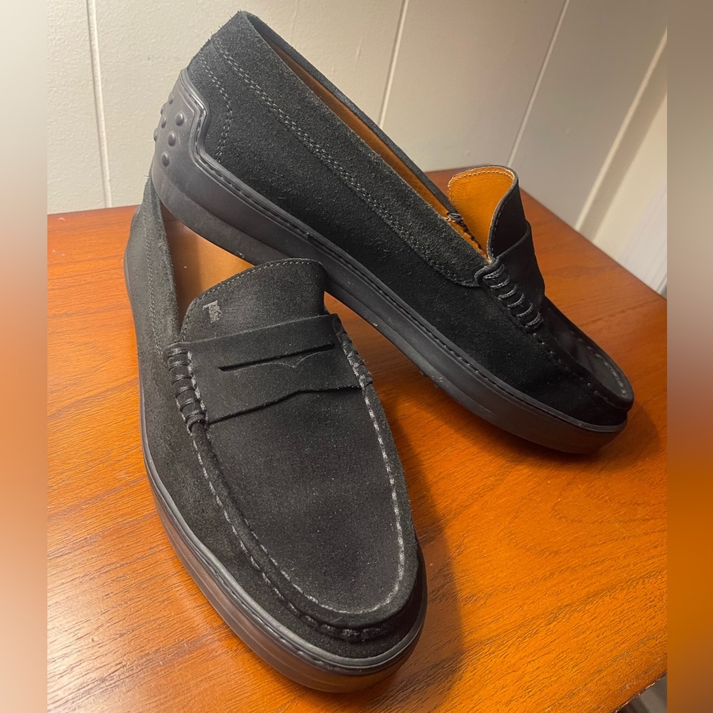 Elegant Tod’s Black Suede Men's Slip-On Loafers